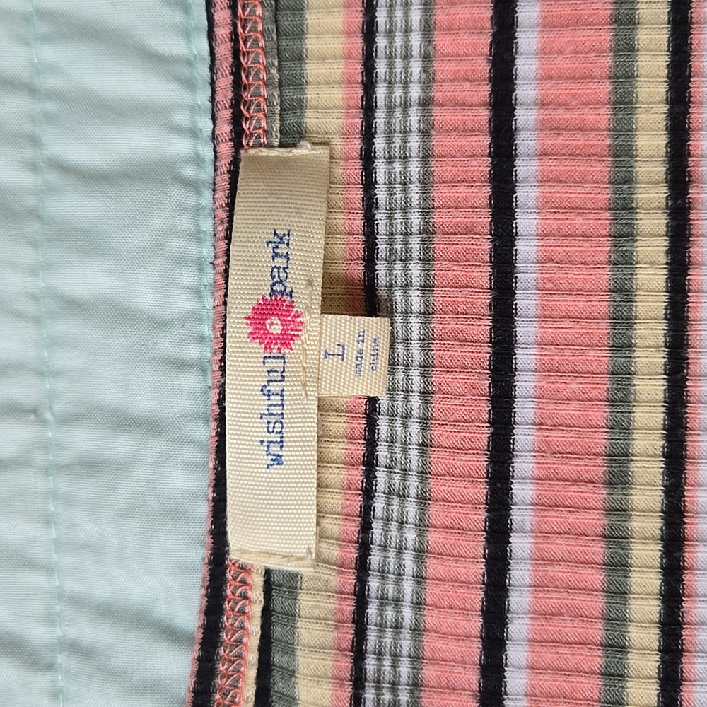 Wishful Park Pink and Black Striped V-Neck Tee Size Lg - Picture 5 of 5